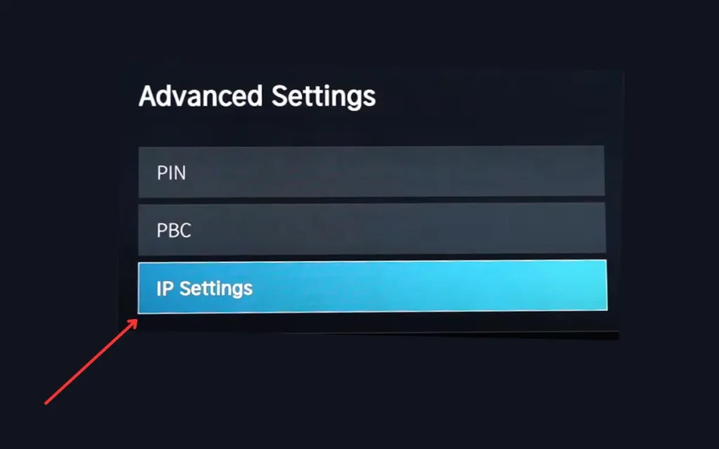 Selecting IP Settings