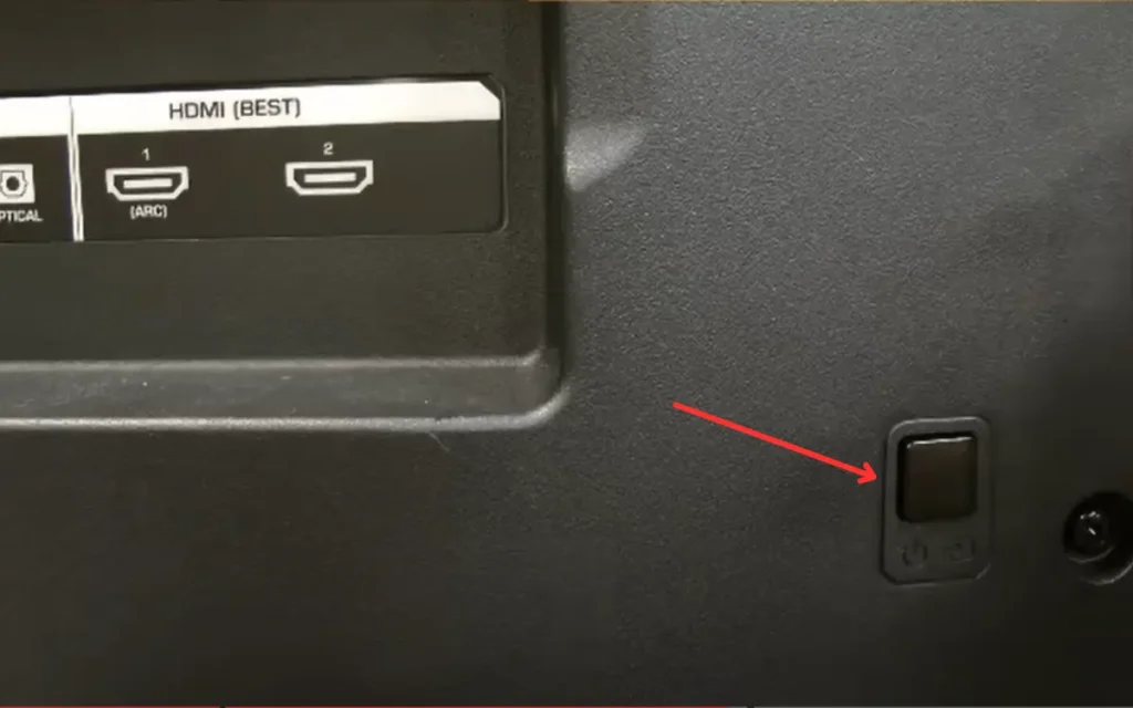 Old model's power button on the back