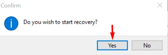 Confirm to start recovery