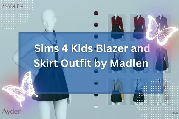 Sims 4 Kids Blazer and Skirt Outfit by Madlen