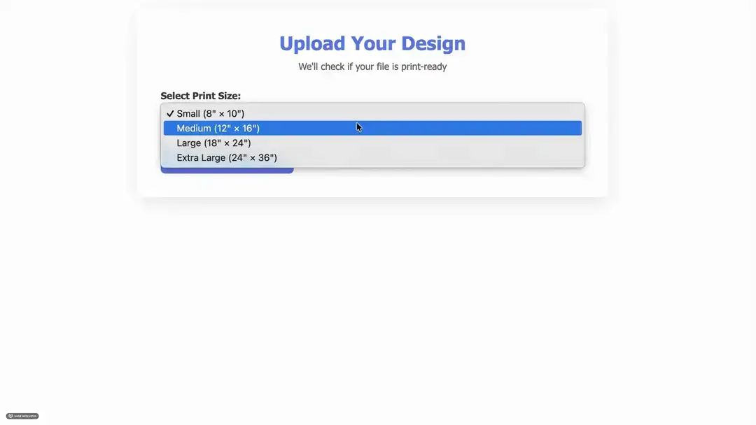 Filestack file picker opening to upload an image for automated print quality checks.