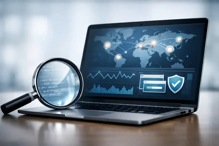 Laptop with cybersecurity analytics display