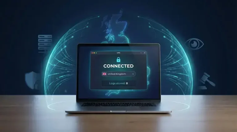 Laptop showing VPN connected screen