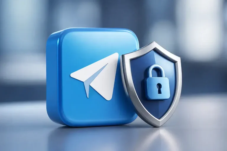 Telegram icon with security shield
