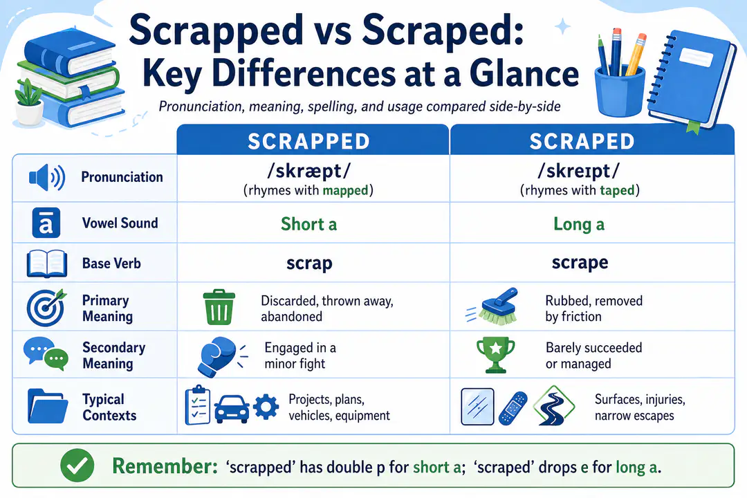 Scrapped vs Scraped: Key Differences at a Glance Scrapped vs Scraped: Key Differences at a Glance