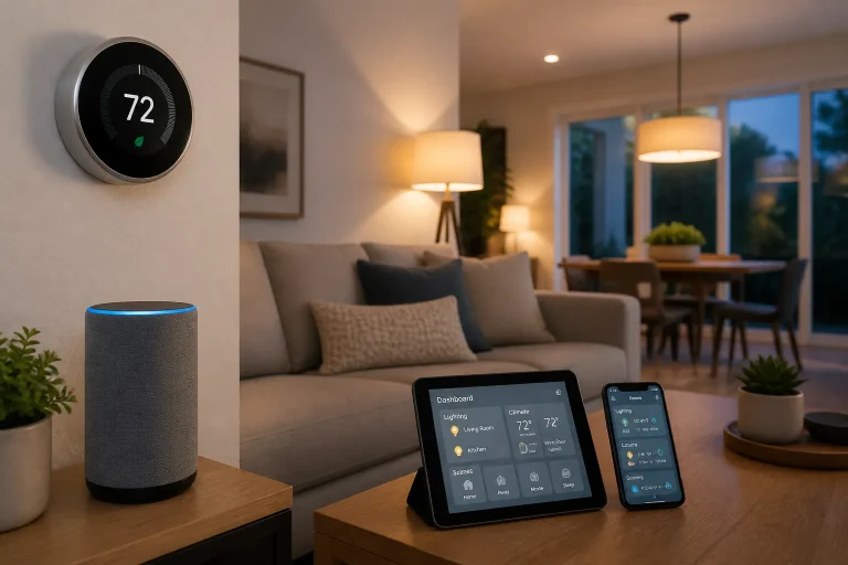 Smart home devices in living room